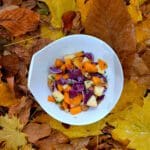 photo de recette salade végétarienne de choux rouge, patate douce, pomme et noix