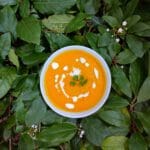 Soupe crème de coco, patate douce, carotte et gingembre