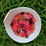 recette de risotto à la betterave rouge, parmesan, gingembre et persil