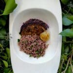 Recette de chou rouge cuit au four, sauce cacahuète et riz complet